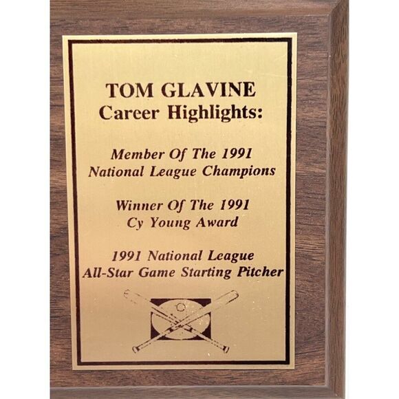 Tom Glavine Signed Baseball Card Plaque Atlanta Braves Career Highlights - Picture 7 of 7